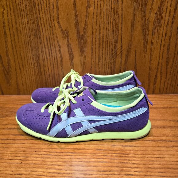 Onitsuka Tiger Rio Runner Shoes Purple synthetic suede White/Lime Green Size 7.5 - Picture 4 of 10